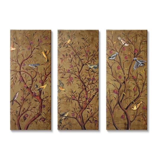 Stupell Industries Vintage Plum Tree with Perched Birds Wall Art, 3ct.